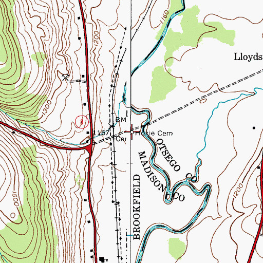 Topographic Map of Hoxie Cemetery, NY