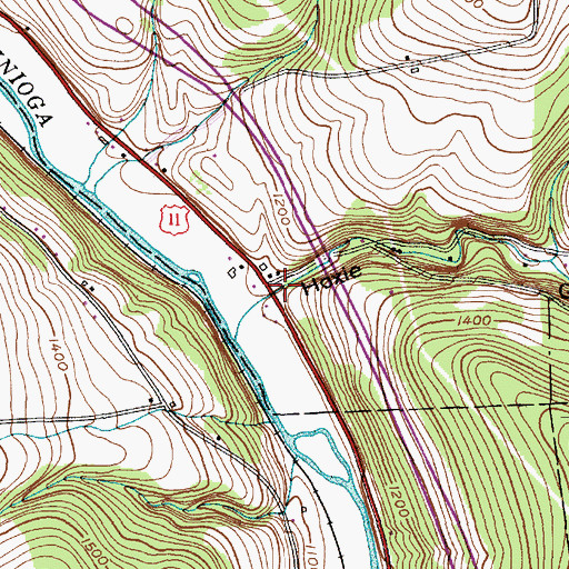 Topographic Map of Hoxie Gorge, NY