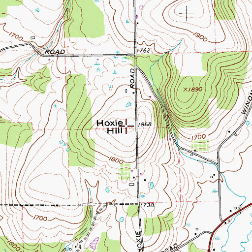 Topographic Map of Hoxie Hill, NY