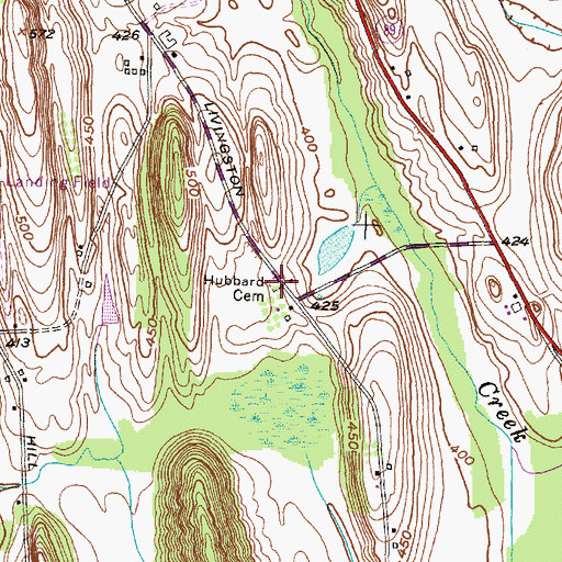 Topographic Map of Hubbard Cemetery, NY