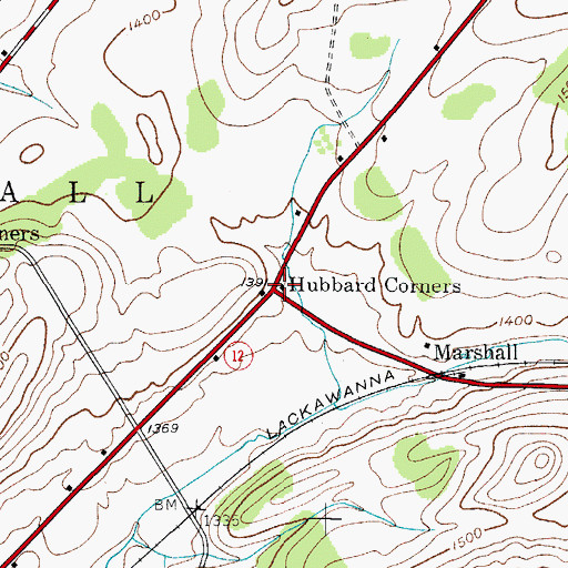 Topographic Map of Hubbard Corners, NY