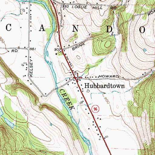 Topographic Map of Hubbardtown, NY