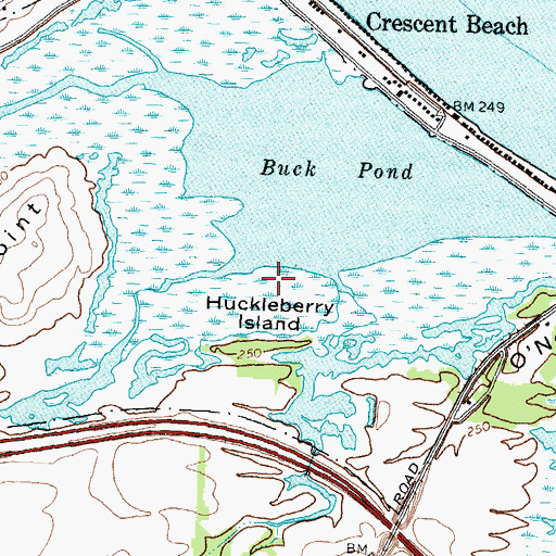 Topographic Map of Huckleberry Island, NY