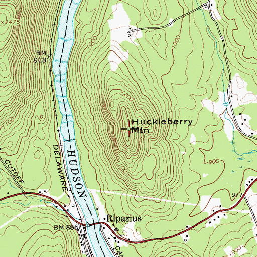 Topographic Map of Huckleberry Mountain, NY