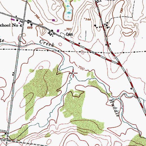 Topographic Map of Huddle Creek, NY