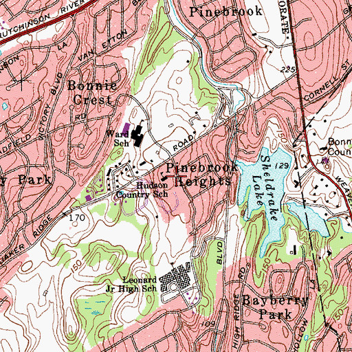Topographic Map of Hudson Country School, NY