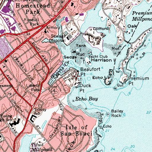 Topographic Map of Hudson Park, NY