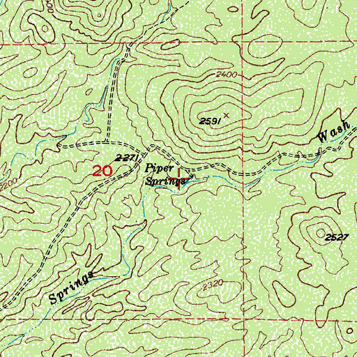 Topographic Map of Piper Springs, AZ
