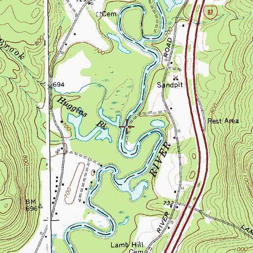 Topographic Map of Huggins Brook, NY