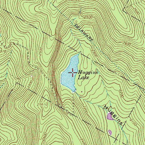 Topographic Map of Huggins Lake, NY