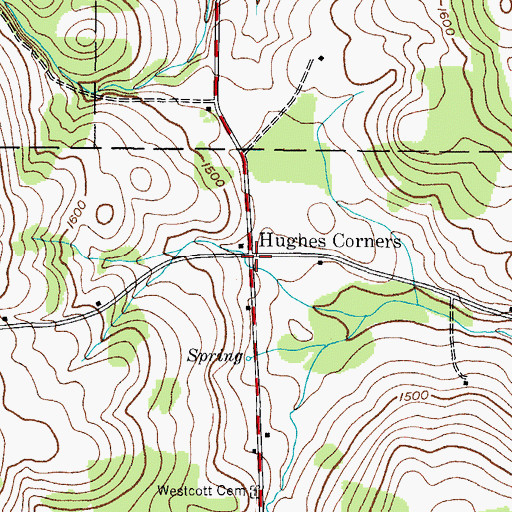 Topographic Map of Hughes Corners, NY