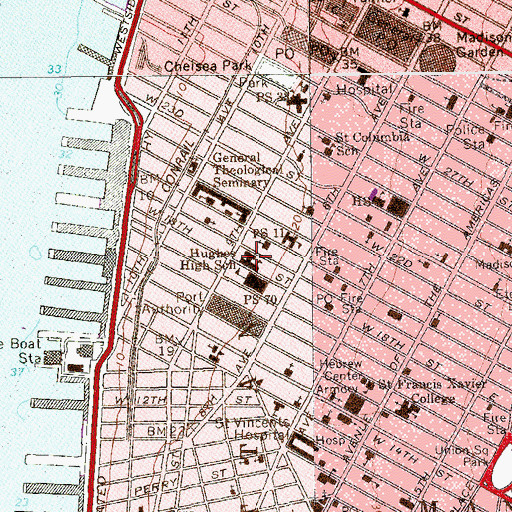 Topographic Map of Hughes High School, NY