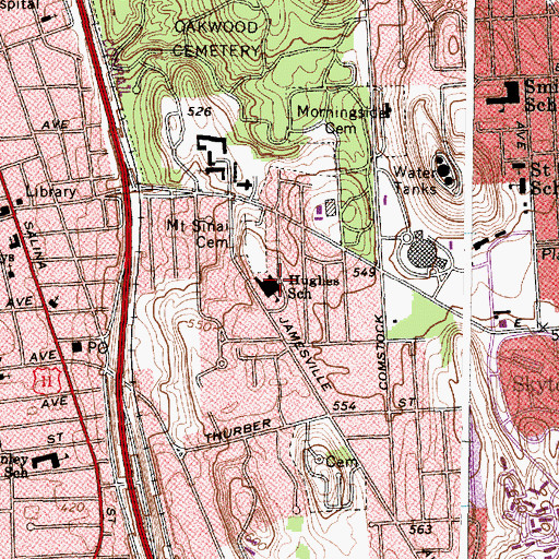 Topographic Map of Hughes Elementary School, NY