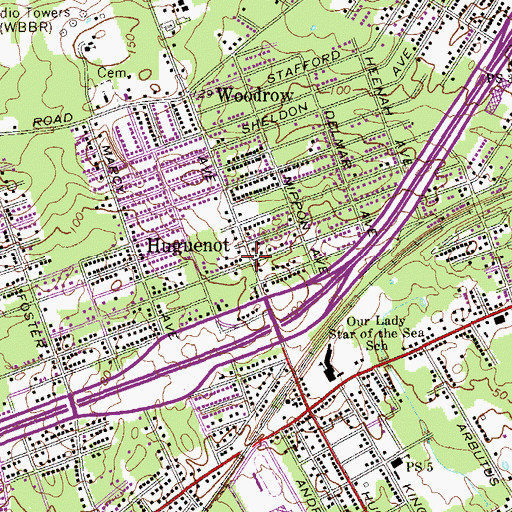 Topographic Map of Huguenot, NY