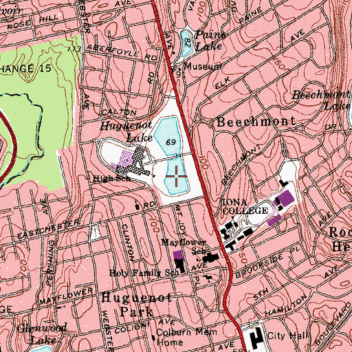 Topographic Map of Huguenot Lake, NY