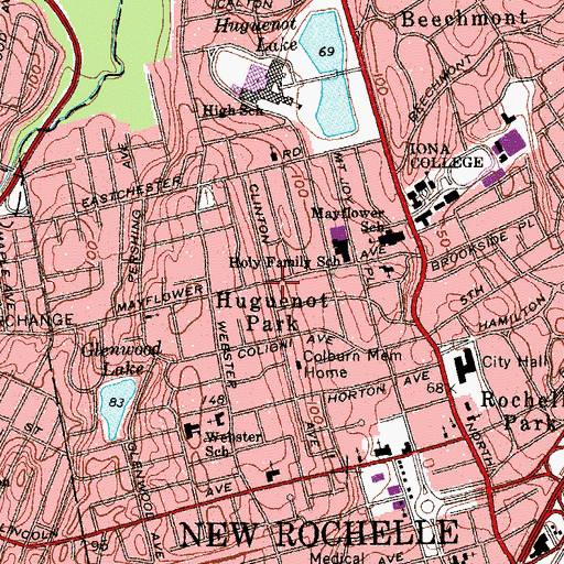 Topographic Map of Huguenot Park, NY