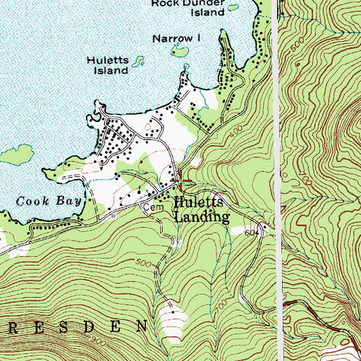 Topographic Map of Huletts Landing, NY