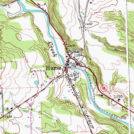 Topographic Map of Hume, NY