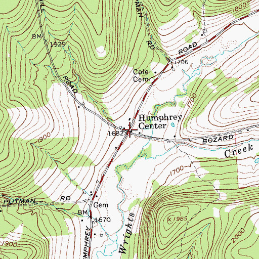 Topographic Map of Humphrey Center, NY