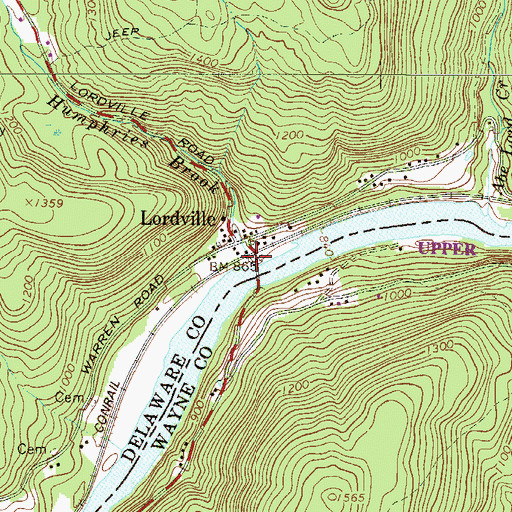 Topographic Map of Humphries Brook, NY