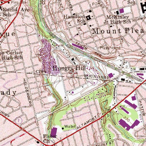 Topographic Map of Hungry Hill, NY