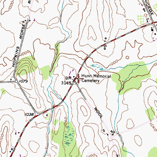 Topographic Map of Hunn Memorial Cemetery, NY