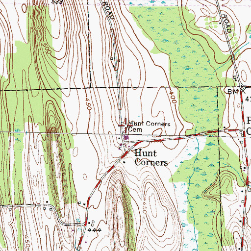 Topographic Map of Hunt Corners Cemetery, NY