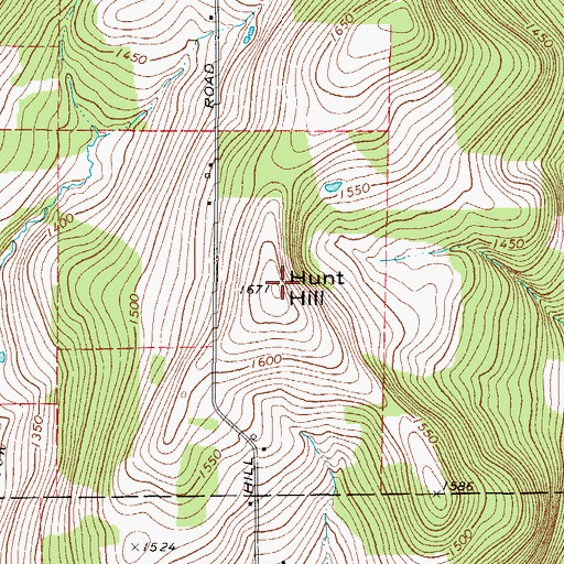 Topographic Map of Hunt Hill, NY