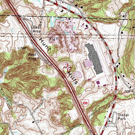 Topographic Map of Hunt Hills, NY