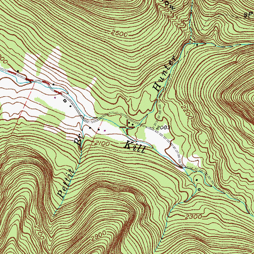 Topographic Map of Hunter Brook, NY