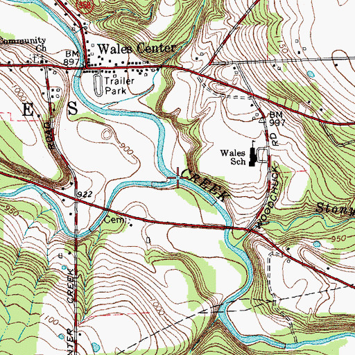 Topographic Map of Hunter Creek, NY
