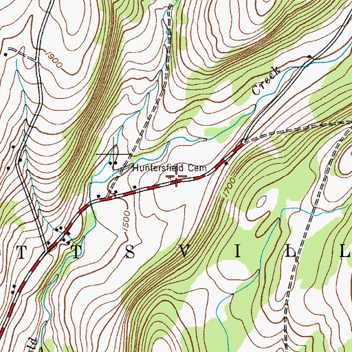 Topographic Map of Huntersfield Cemetery, NY