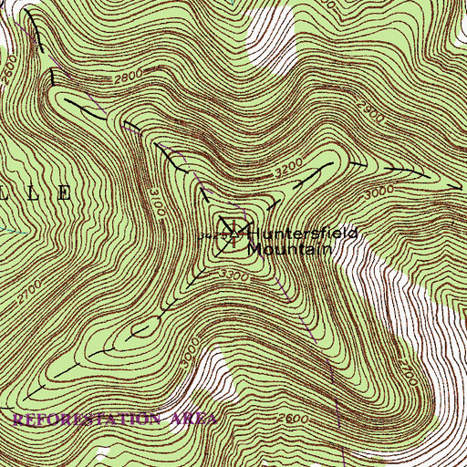 Topographic Map of Huntersfield Mountain, NY
