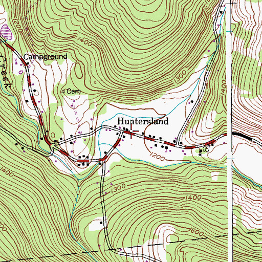 Topographic Map of Huntersland, NY