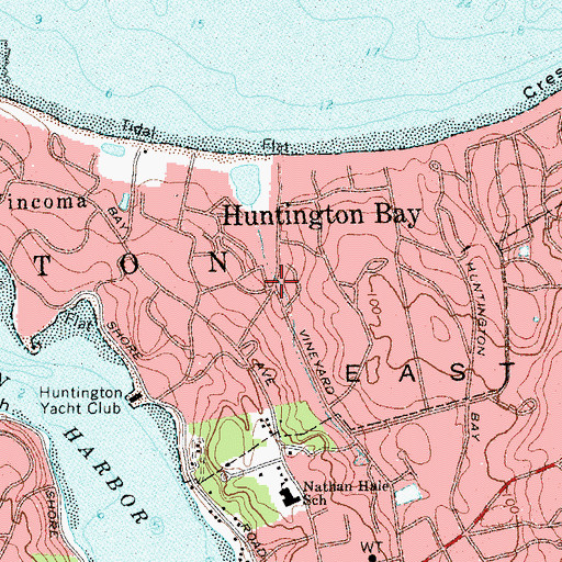 Topographic Map of Huntington Bay, NY