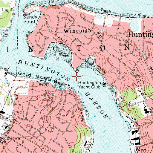 Topographic Map of Huntington Harbor, NY