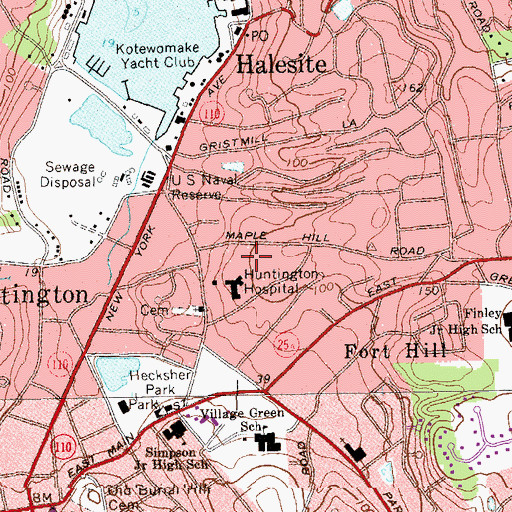 Topographic Map of Huntington Hospital, NY