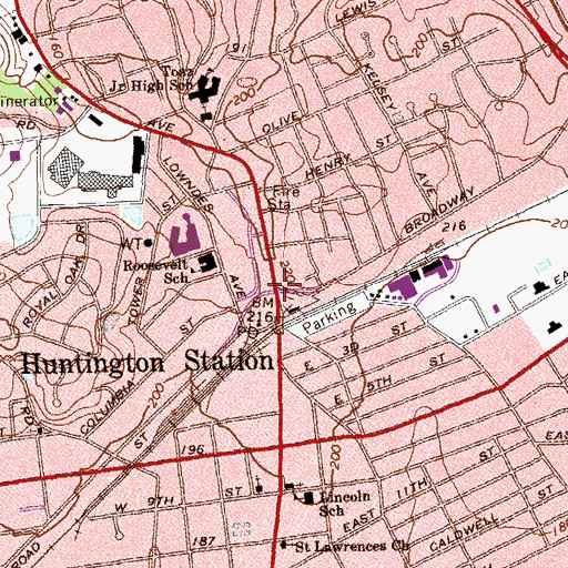Topographic Map of Huntington Station, NY