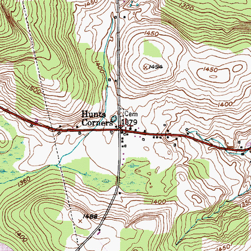 Topographic Map of Hunts Corners, NY