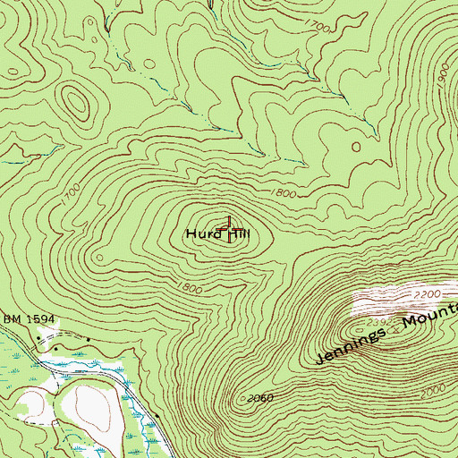 Topographic Map of Hurd Hill, NY