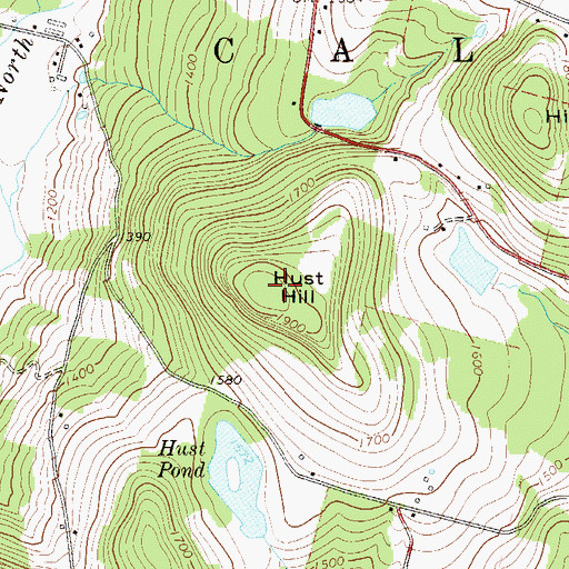 Topographic Map of Hust Hill, NY