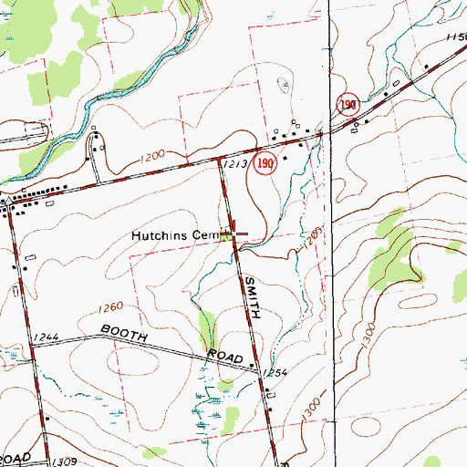 Topographic Map of Hutchins Cemetery, NY