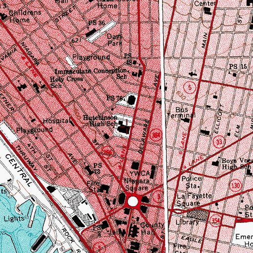 Topographic Map of Hutchinson Central Technical High School, NY