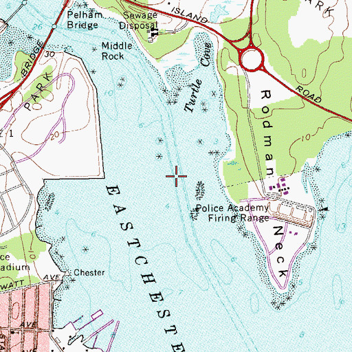 Topographic Map of Hutchinson River, NY