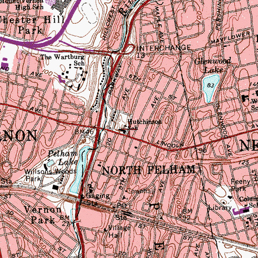 Topographic Map of Hutchinson School, NY