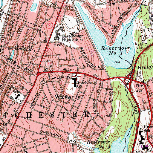 Topographic Map of Anne Hutchinson School, NY