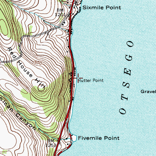 Topographic Map of Hutter Point, NY