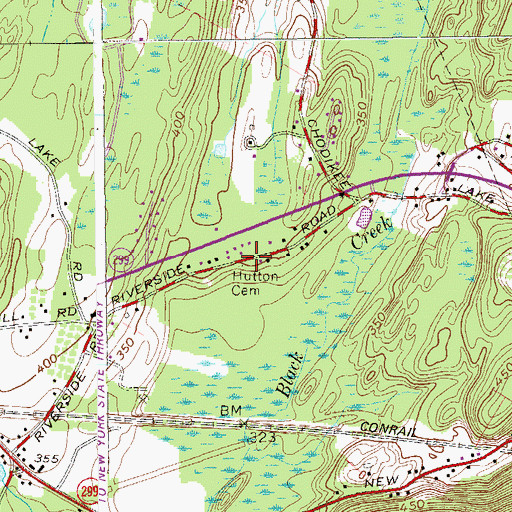 Topographic Map of Hutton Cemetery, NY