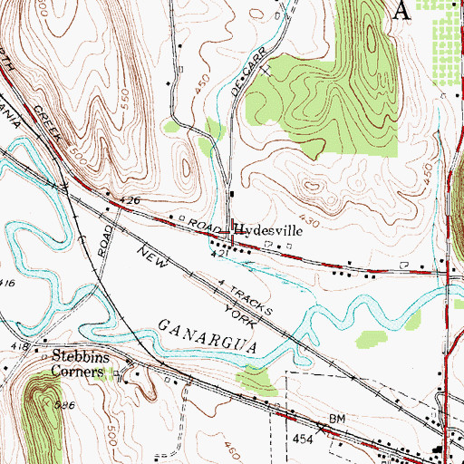 Topographic Map of Hydesville, NY
