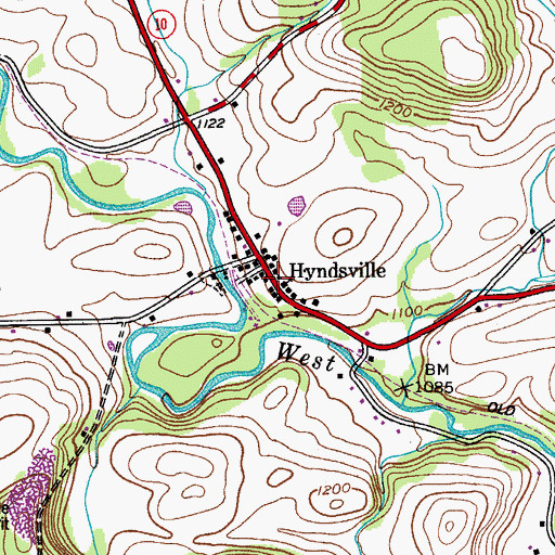 Topographic Map of Hyndsville, NY